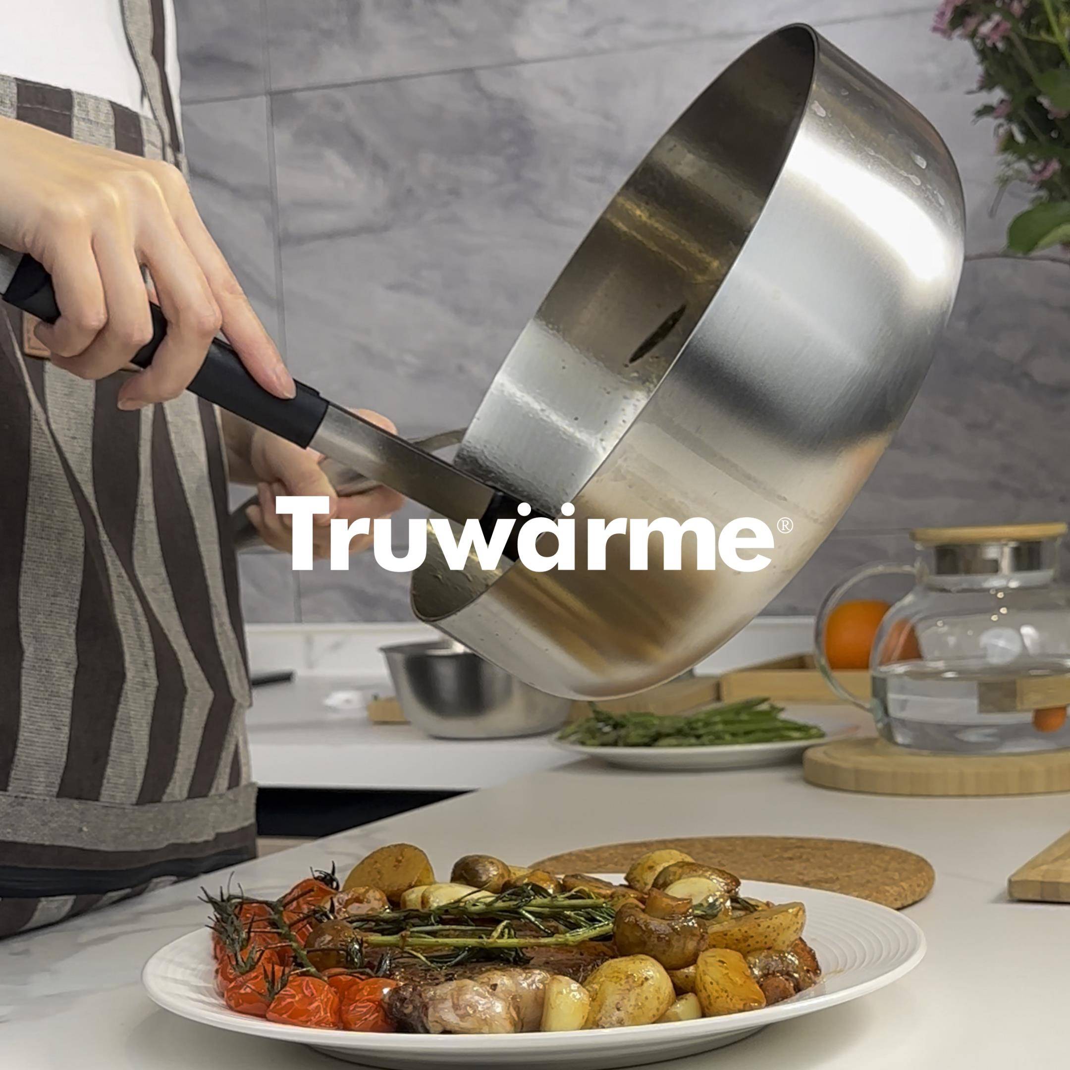 Truwarme316不锈钢加深煎锅炒锅0涂层不粘锅食品级辅食锅平底锅