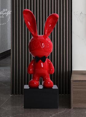 电视柜摆件客厅落地大型公仔时尚个性love兔子商场酒店咖啡馆装饰