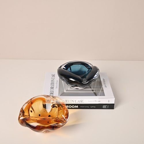 现代欧式琉璃桌面水果盘烟灰缸客厅卧室玄关书房送礼软装饰品