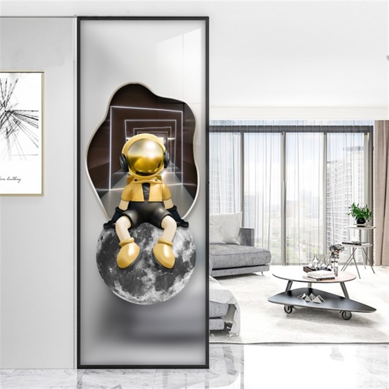 新款D创意艺术玻璃客厅屏风隔断过道彩绘面磨砂进门玄关柜定制