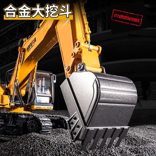 超大号冒烟挖掘机儿童男孩合金属挖土工程车仿真履带钩机渣土