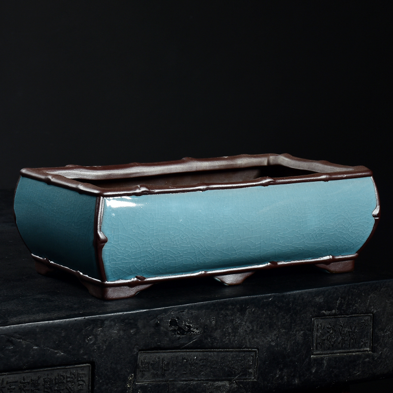 特大号造景花盆陶瓷马槽盆紫砂盆景盆长方形绿植盆栽拼盘