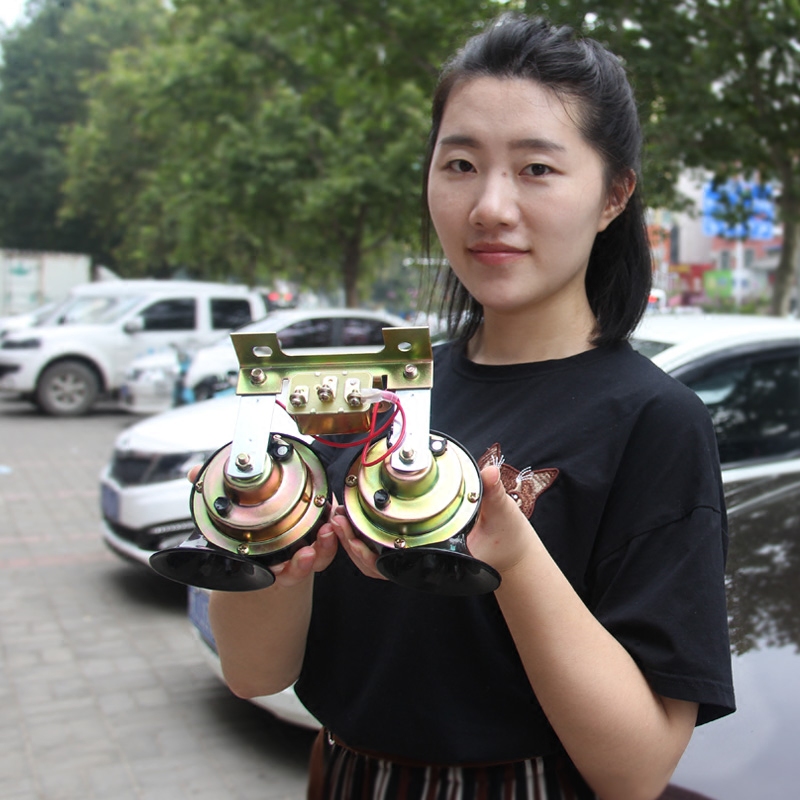 汽车喇叭蜗牛超响防水鸣笛喇叭12v小轿车货车24v通用高低音电喇叭