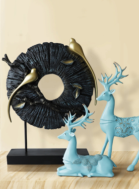 欧式家居客厅玄关电视柜麋鹿装饰品摆件创意摆设乔适新居结婚礼物