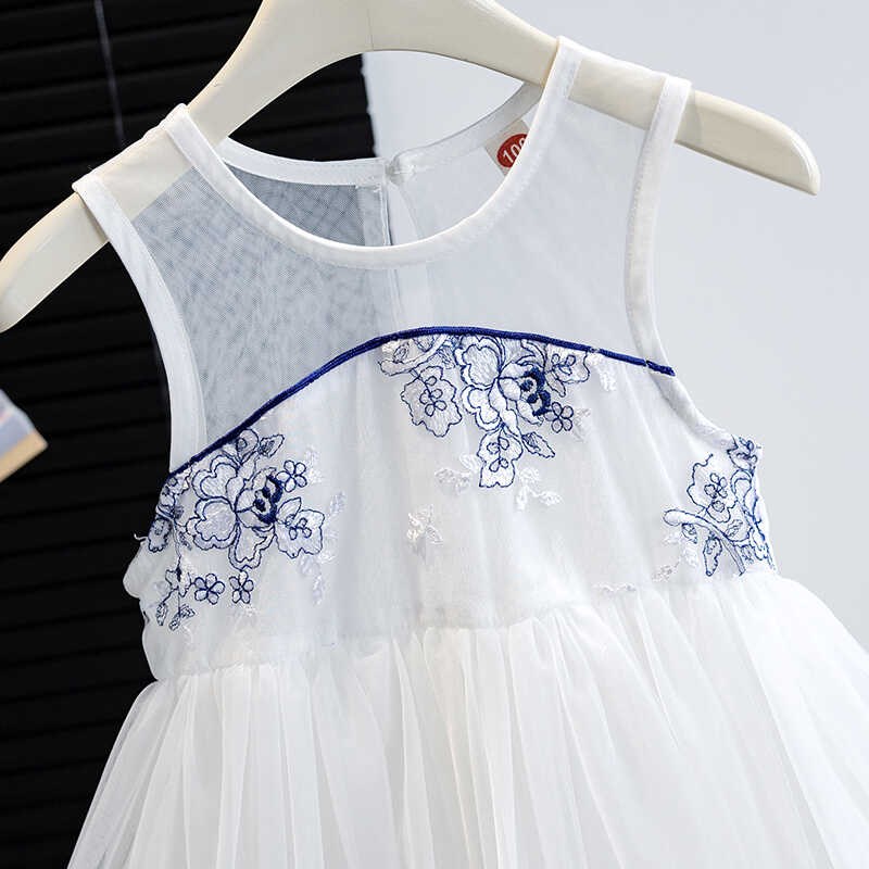 女童新中式改良版旗袍裙夏季白色连衣裙宝宝中国风复古盘扣背心裙