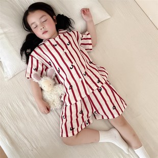 安睡小天使~2025夏季儿童纯棉纱布睡衣宝宝防踢空调服亲子家居服