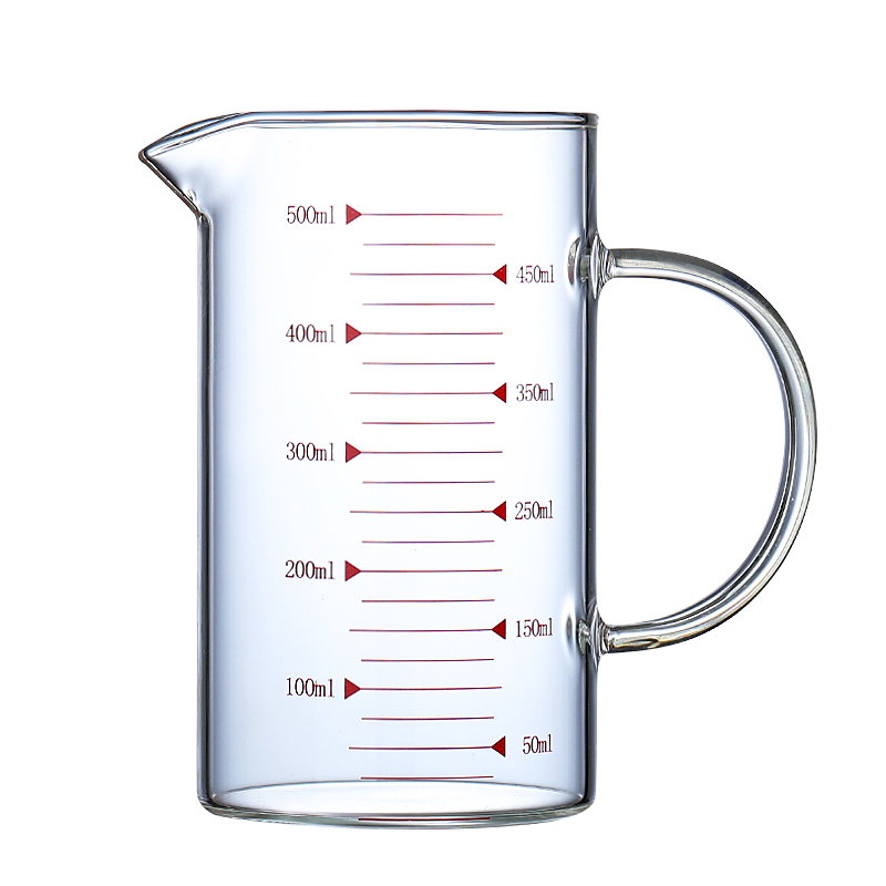 量杯带刻度家用耐热高温玻璃杯水杯带把手柄烘焙烧杯微波炉牛奶杯