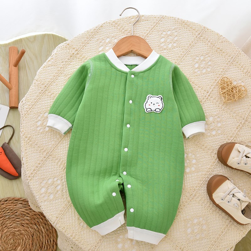 婴儿连体衣夹棉无骨哈衣秋冬季宝宝保暖衣睡衣新生儿衣服加厚爬服
