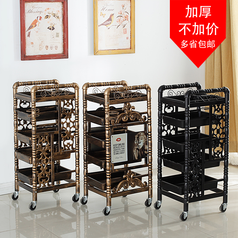 复古小推车美容美发专用杠车发廊理发置物架理发店烫染推车工具柜