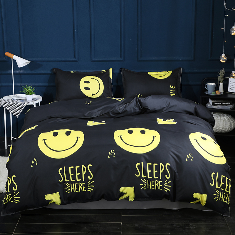 网红 双人床上用品四件套男生裸睡床单被套女生宿舍单人床三件套4