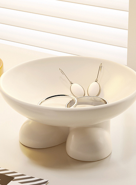 奶油风创意入户进门口玄关钥匙收纳摆件客厅装饰品首饰托盘置物架