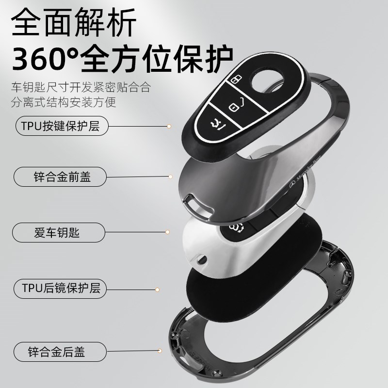 奔驰e300l钥匙套25款新glc车a200l壳gle350扣c260l高级感glb220男