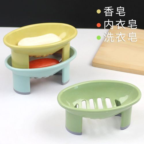 免打孔浴室沥水皂盒大肥皂盒高脚皂盒透明香皂盒无盖多层皂架皂盘