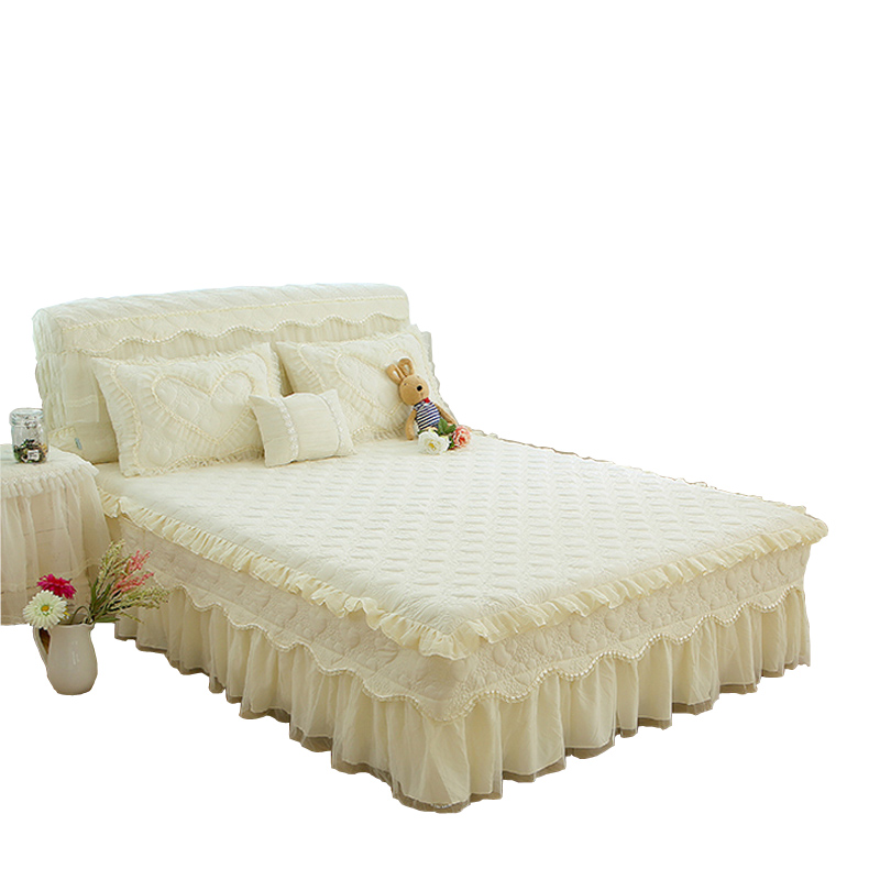 夹棉公主床裙床罩式单件蕾丝边夏天保护套1.8x2.0*2.2m床套床头罩