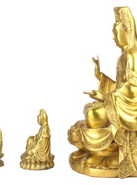 铜观音佛像南送子观音海观世音菩萨像家用供奉摆件