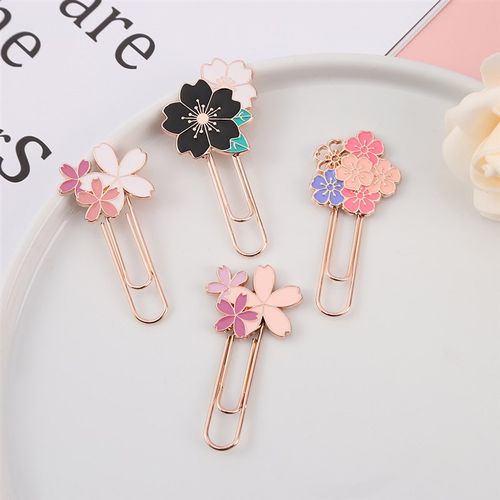 可爱创意唯美樱花书签精致金属回形针书夹资料夹儿童学习文具