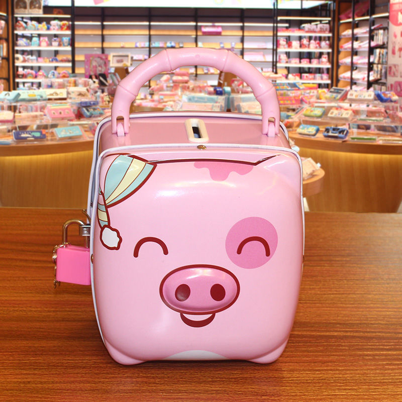 密码存钱罐个性铁盒子存钱罐带锁钱罐有锁存钱罐宝宝防摔带钥匙