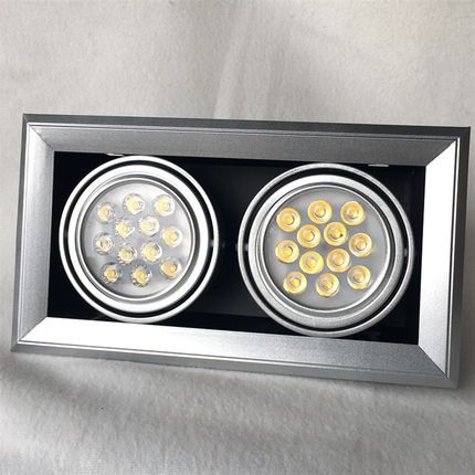 双排筒灯AR111 LED单双头豆斗胆射灯12W方形天花嵌入式商用格栅灯