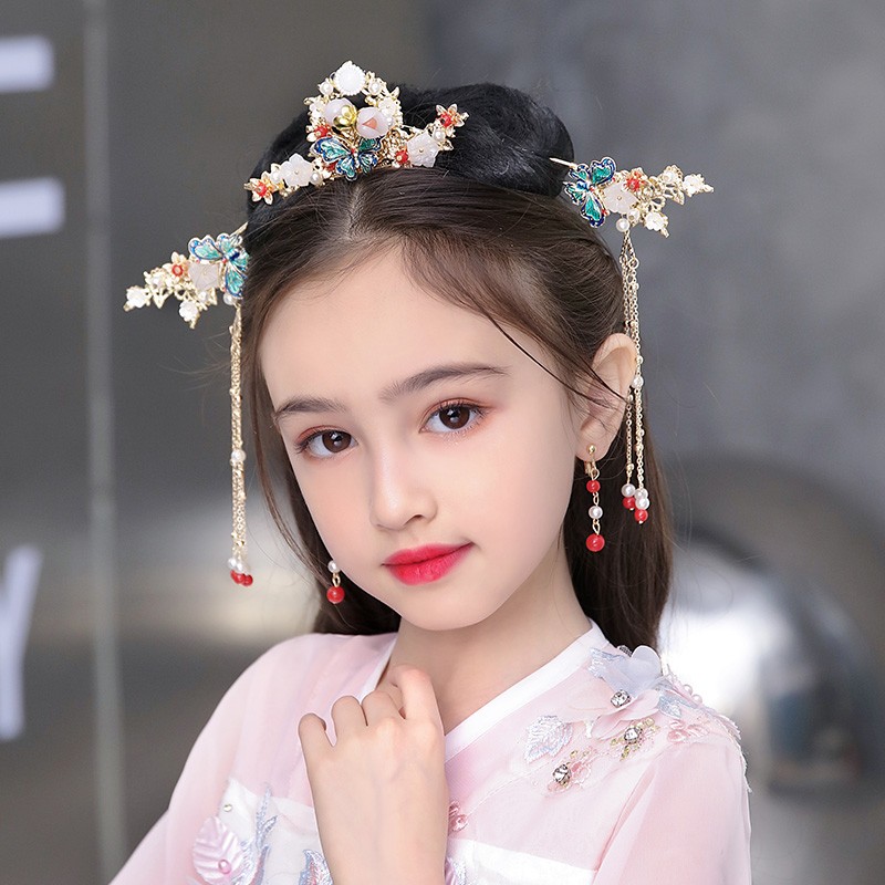 古风发饰拍照儿童发冠汉服仙女发簪汉元素古装配饰小女孩头饰新款