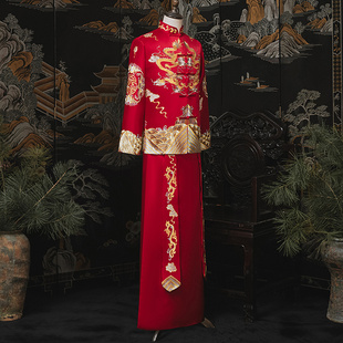 秀禾服男装2021夏季新款中式结婚新郎敬酒礼服汉服古装婚服龙凤褂