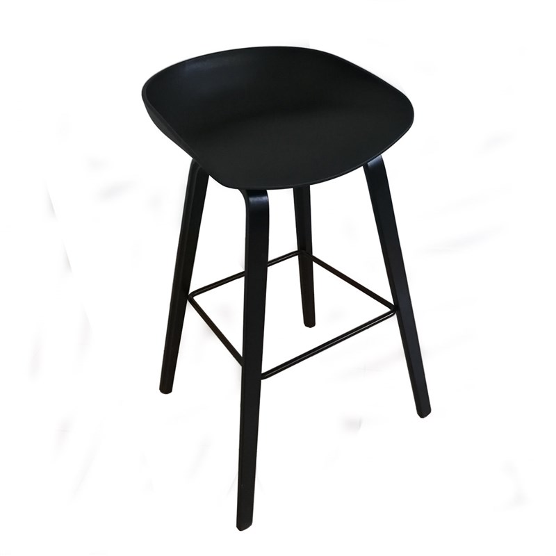 新款固定高木腿吧台椅 休闲北欧风耐用PP酒吧凳家用四腿高脚椅凳