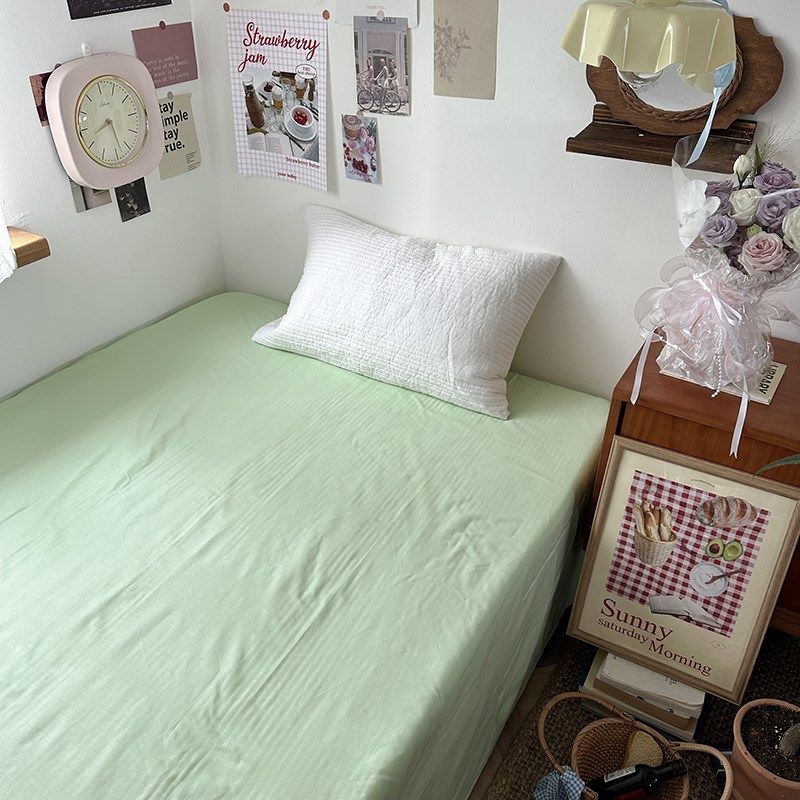 色织纯棉水洗棉床单北欧清新斜纹全棉床笠席梦思床罩大学生被单,床上用品,床单,淘宝优惠券,粉丝福利购,淘宝优惠卷