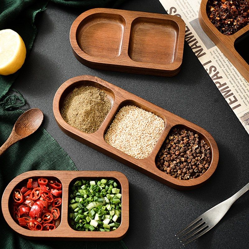 实木小吃三格酱料碟调味碟食烤肉火锅分格调味碟菜碟酱料碟小吃碟,餐饮具,碟,淘宝优惠券,粉丝福利购,淘宝优惠卷