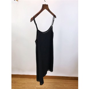 黑色薄款内衬裙子连衣裙里衬打底裙宽松大码中长款雪纺纱吊带裙女