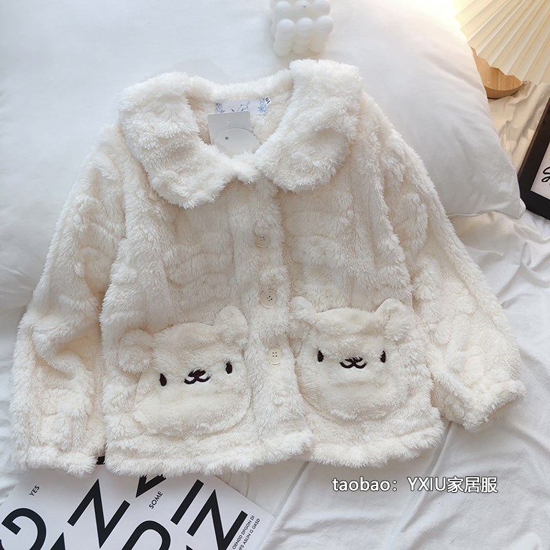 女童珊瑚绒睡衣套装秋冬季大童超洋气小女孩可爱公主法兰绒家居服