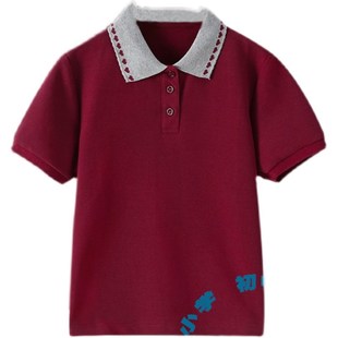 儿童学院春夏季 英伦风校服T恤男女童中小学生珠地透气短袖 POLO衫