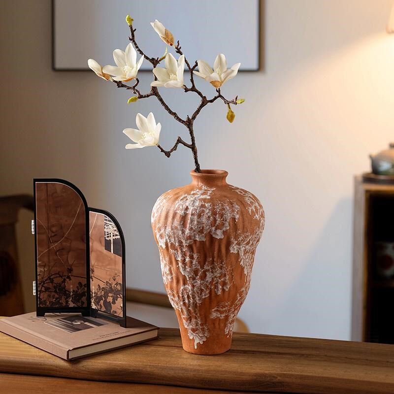 景德镇新中式复古陶瓷花瓶侘寂风家居装饰品茶室插花摆件创意礼品