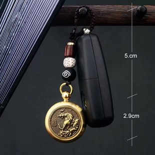 招财转钱朱砂十二生肖钥匙扣虎年黄铜挂件男汽车挂饰复古葫芦吊坠