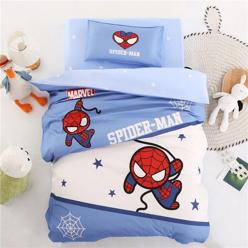蜘蛛侠幼儿园被子三件套宝宝午睡专用纯棉夏季薄款儿童被褥六件套