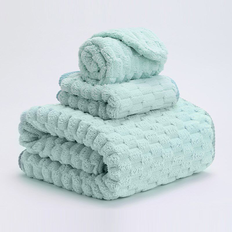 2024新款女浴巾裹身超大号大尺寸比纯棉吸水干发帽浴巾毛巾三件套