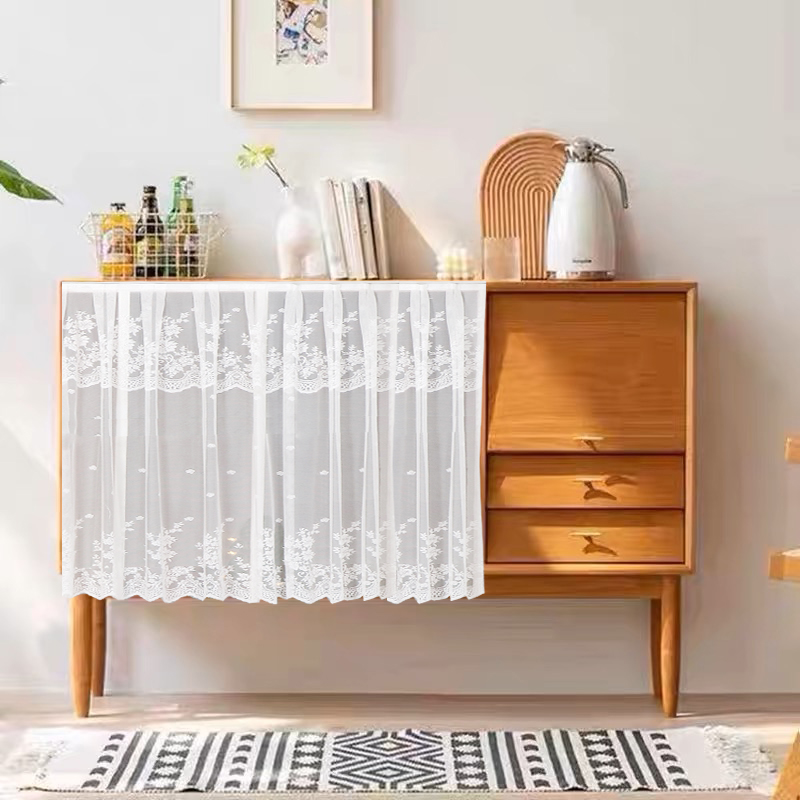 橱柜帘子布自粘式厨房储物柜防尘遮挡帘定制餐边柜鞋柜蕾丝遮丑帘