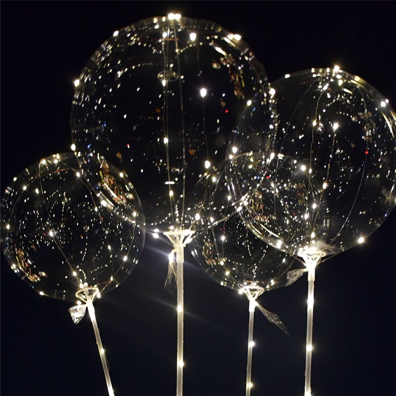发光波波球手持发光透明气球可站立网红20寸圆形摆摊波波球带支架