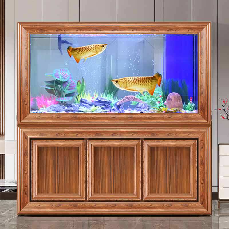 创渔底滤金龙鱼缸客厅大型家用中式屏风隔断柜下过滤水族箱免换水