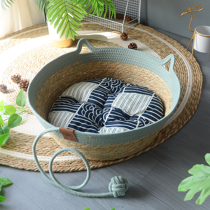 藤编猫窝夏季凉窝四季通用夏天凉席垫子草编猫抓板猫咪窝宠物用品