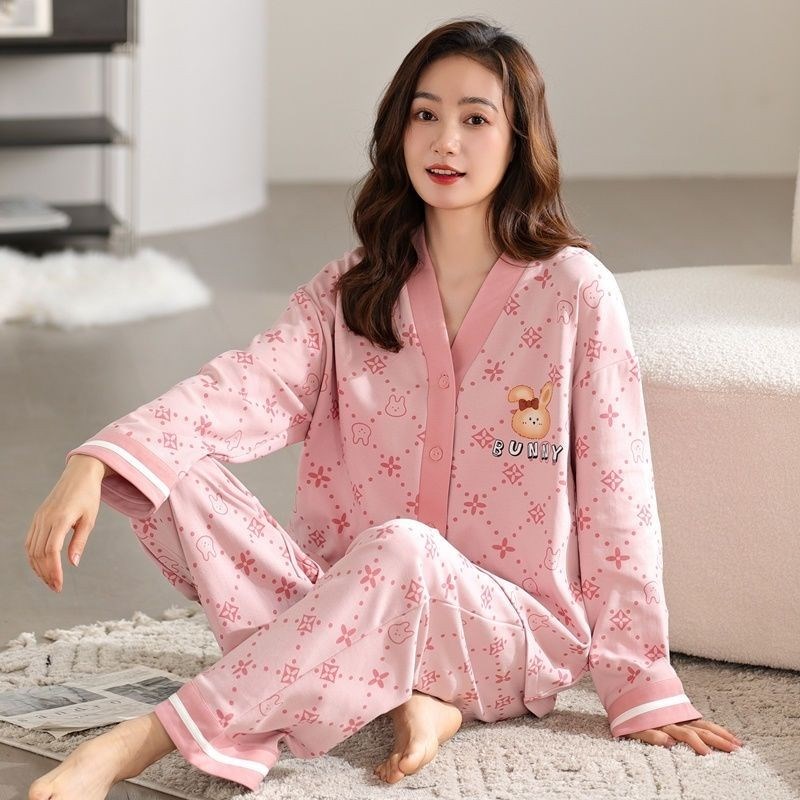 本命年睡衣女纯棉春秋款长袖大红色家居服喜庆结婚秋冬季全棉套装