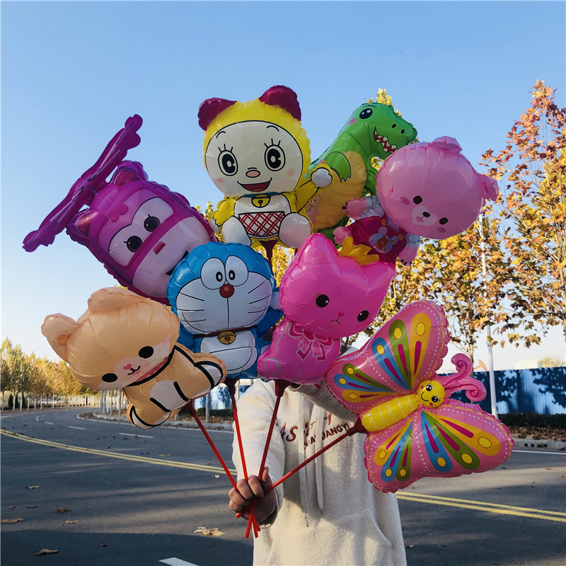 中托杆儿童气球微商地推铝膜气球地摊充气玩具动物卡通气球空免邮