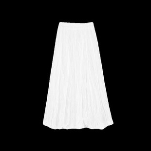 陆与山屿用料四米山本暗黑褶皱半身裙2024新款夏百褶a字宽松裙子