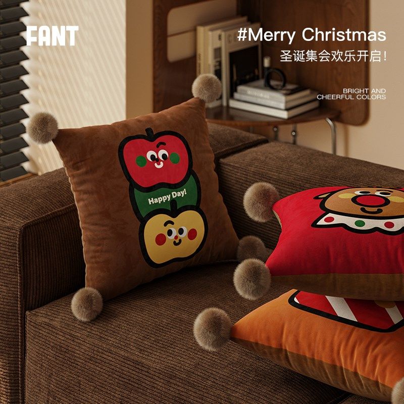 新年集会红色氛围感客厅沙发抱枕轻奢高级感腰枕靠垫靠枕套不含芯