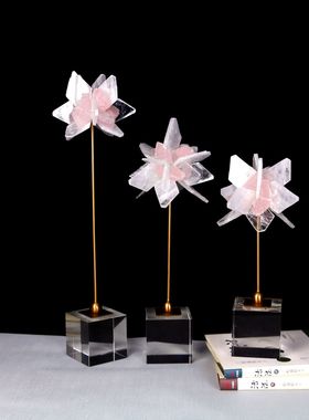 北欧轻奢白水晶石纯手工简约家居玄关酒柜客厅摆件婚庆家居装饰品