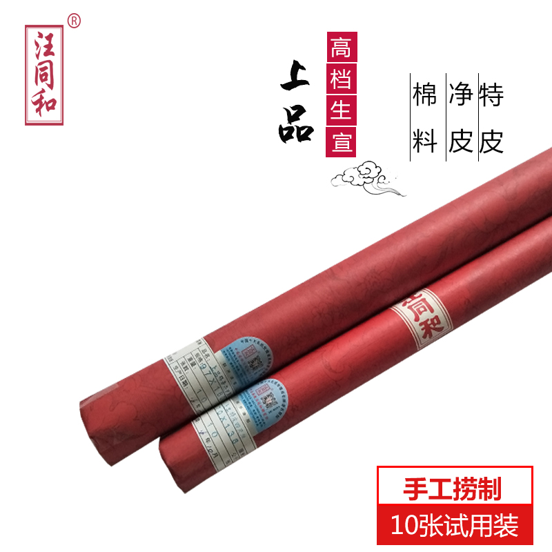 汪同和宣纸上品檀皮特皮净皮棉料四尺六尺八尺丈二书法国画用10张