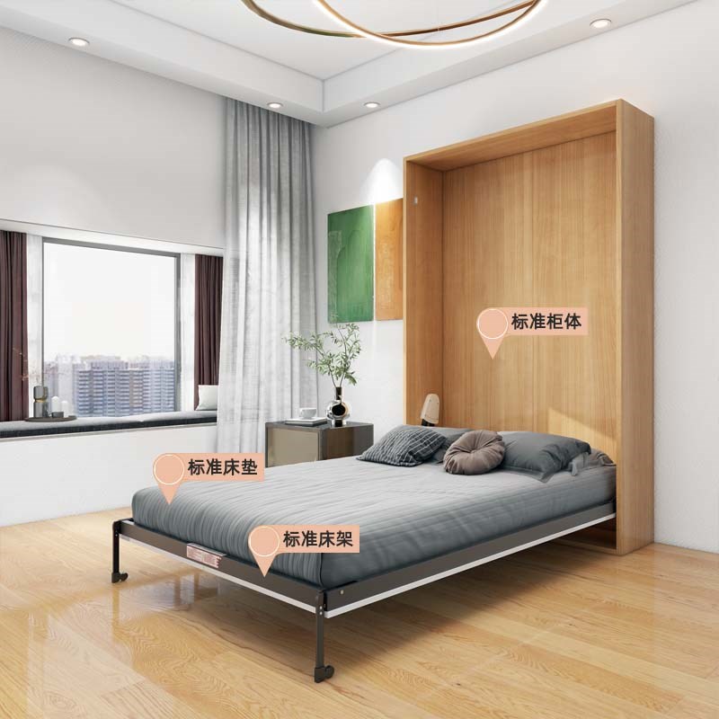 隐形床折叠床翻板床墨菲床收纳衣柜一体隐床下翻床五金配件壁床