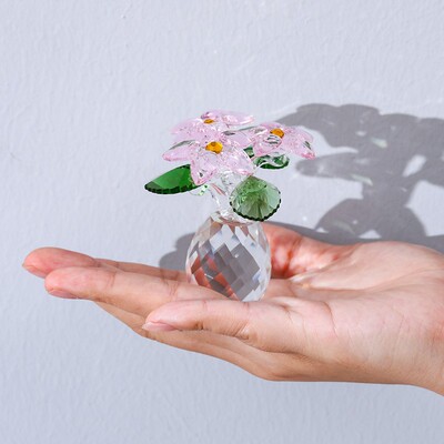 水晶玻璃花工艺品菠萝水晶花朵小客厅摆件居家装饰品外贸瓶现货圣