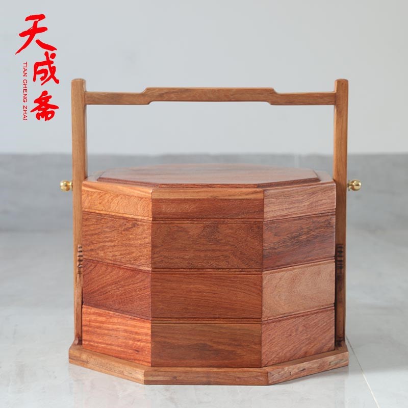 红木提篮实木食盒多层点心盒果盘零食盘客厅茶几