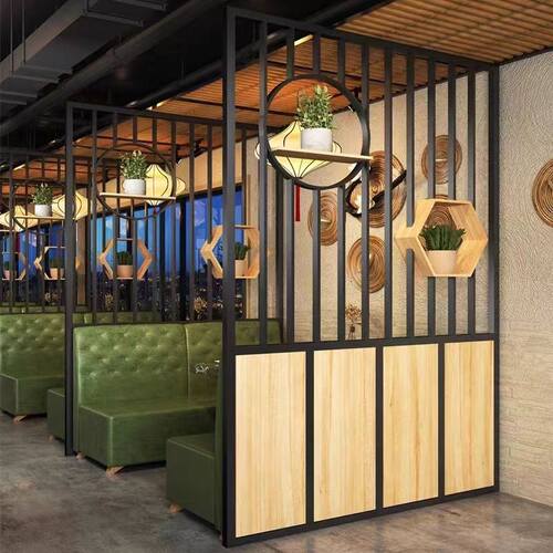 新卡座屏风饭店围栏雅座包间火锅烧烤店铁艺格栅