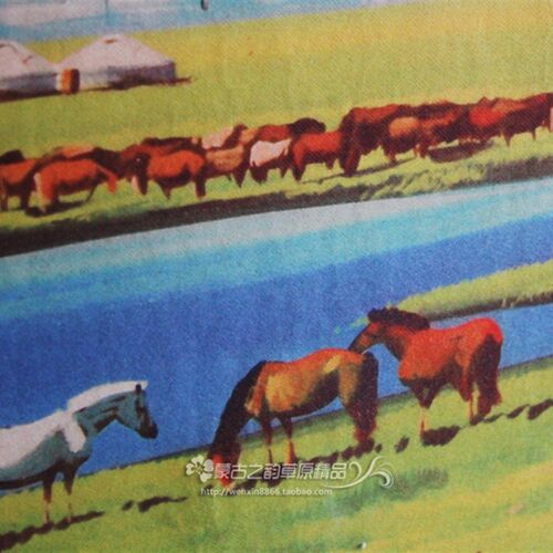 美丽的草原我的家 蒙古毡画 内蒙古工艺品彩色手工毛毡画挂画
