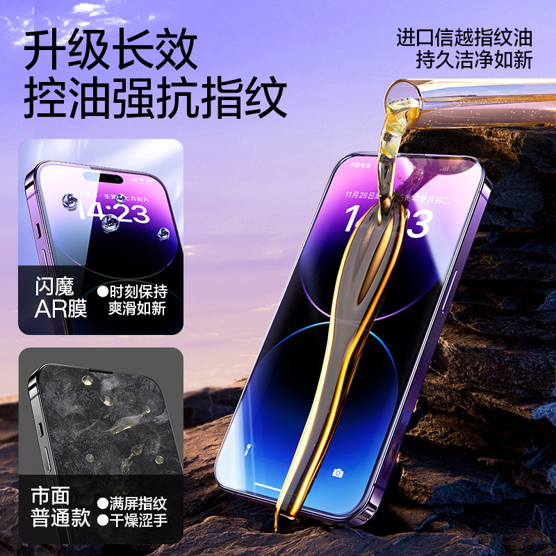 闪魔无尘适用钢化膜增透o手膜降反射全屏保护新款玻璃膜